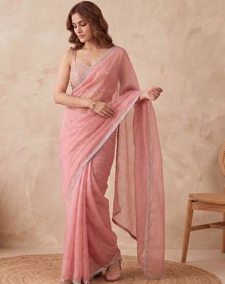 Embellished Sequinned Organza Heavy Work Saree with blouse 3