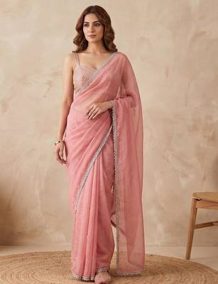 Embellished Sequinned Organza Heavy Work Saree with blouse 6