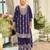 R blue chinon semi stitched suit with embroidery & sequence work