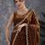 Brown sequinse lace border Satin Saree with blouse