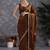 Brown sequinse lace border Satin Saree with blouse
