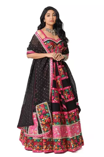 Black Pink Navratri Lehenga Choli With Dupatta
