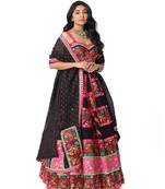 black pink navratri lehenga choli with dupatta