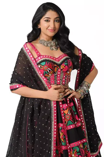 Black Pink Navratri Lehenga Choli With Dupatta