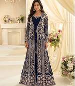Navy chinon readymade anarkali suit with embroidery & sequence work