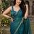 Green colout sequins work net saree with blouse