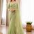 Lime green Mirror Work Georgette Saree with blouse