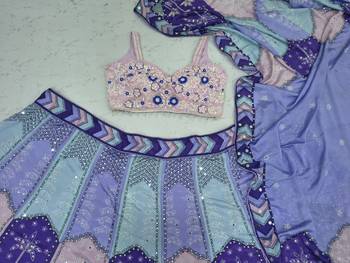 Multi Color Digital Print,Mirror Work Chinon Silk_Blend Lehenga Choli 3