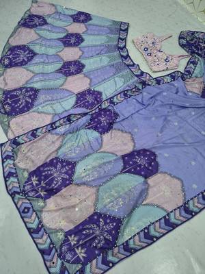 Multi Color Digital Print,Mirror Work Chinon Silk_Blend Lehenga Choli 5
