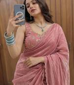 Embroidered Organza Designer Saree with blouse