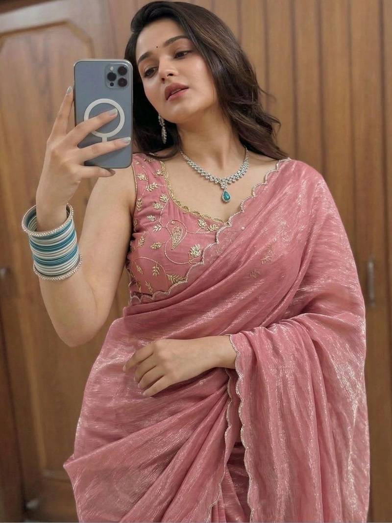 Embroidered Organza Designer Saree with blouse