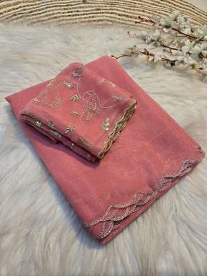 Embroidered Organza Designer Saree with blouse 3