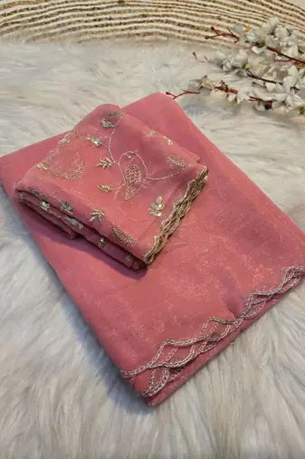 Embroidered Organza Designer Saree with blouse