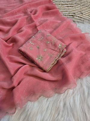Embroidered Organza Designer Saree with blouse 4