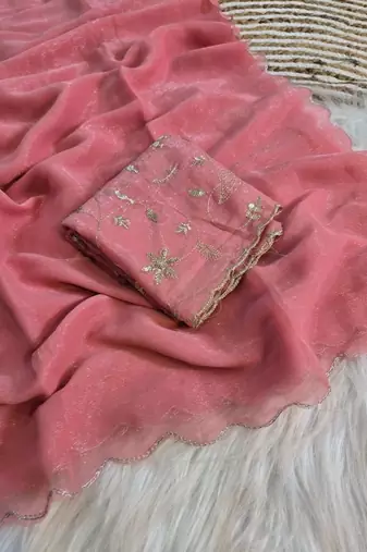 Embroidered Organza Designer Saree with blouse