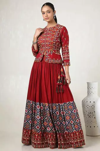 Red Navratri Lehenga Choli With Dupatta