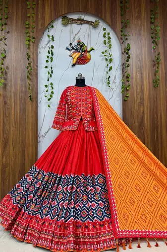 Red Navratri Lehenga Choli With Dupatta