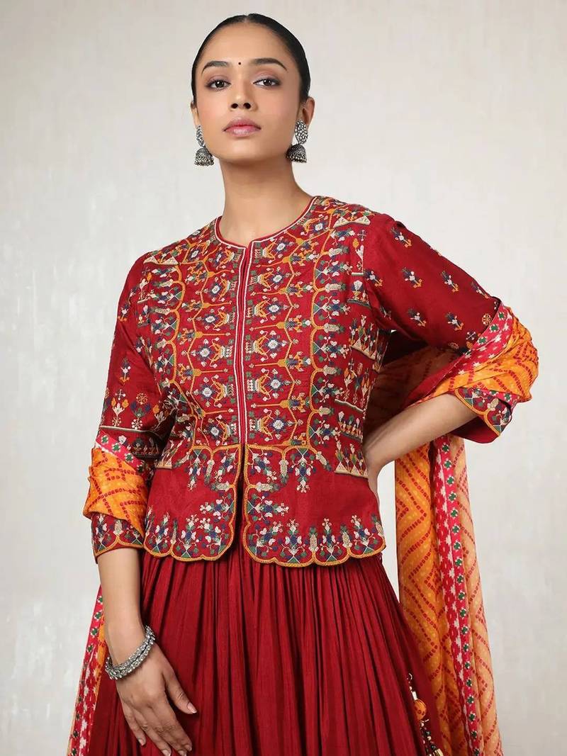 Red Navratri Lehenga Choli With Dupatta