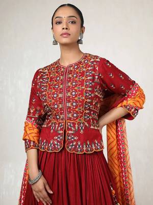 Red Navratri Lehenga Choli With Dupatta 5