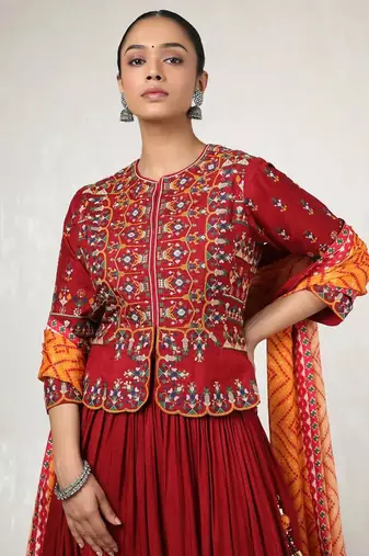 Red Navratri Lehenga Choli With Dupatta