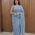 Blue Embroidered Organza Designer Saree with blouse