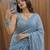 Blue Embroidered Organza Designer Saree with blouse