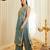 Sea green embroidered fandy satin kurta with viscose rayon pant set