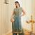 Sea green embroidered fandy satin kurta with viscose rayon pant set