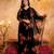 Black printed faux georgette kurta palazzo dupatta set