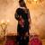 Black printed faux georgette kurta palazzo dupatta set