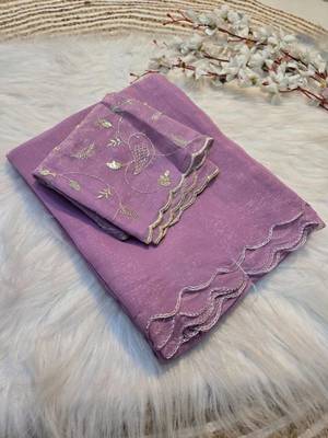 Purple Embroidered Organza Designer Saree 2