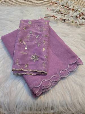 Purple Embroidered Organza Designer Saree 3