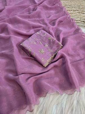 Purple Embroidered Organza Designer Saree 4