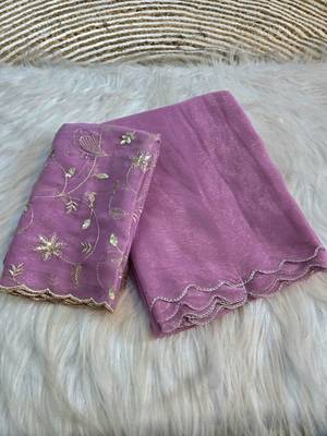 Purple Embroidered Organza Designer Saree 5