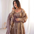 Brown fendy satin anarkali with crepe satin bottom & dupatta