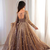Brown fendy satin anarkali with crepe satin bottom & dupatta