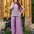 Mauve chinnon short kurti with palazzo & dupatta set
