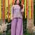 Mauve chinnon short kurti with palazzo & dupatta set