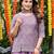 Mauve chinnon short kurti with palazzo & dupatta set