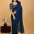 Blue Embroidered Poly Georgette Saree with blouse 