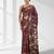 Maroon silk blend kantha stitch saree with multicolor thread work