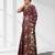 Maroon silk blend kantha stitch saree with multicolor thread work