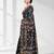Black silk blend kantha stitch saree with multicolor thread work