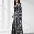 Black silk blend kantha stitch saree with white elephant & floral thread work