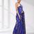 Blue silk blend kantha stitch saree with multicolor thread work