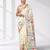 off white gujrati work kantha stitch silk blend soft saree