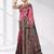 pink and black bangalore silk blend kantha stitch handwoven saree