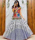 Multicolour Silk Navratri Lehnega Choli With Dupatta
