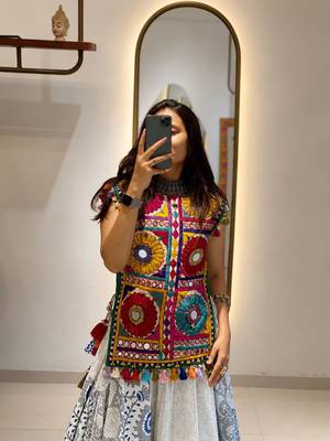 Multicolour Silk Navratri Lehnega Choli With Dupatta 3