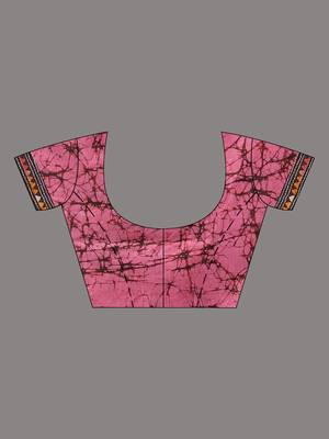 pink and black bangalore silk blend kantha stitch handwoven saree 4
